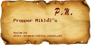 Propper Miklós névjegykártya